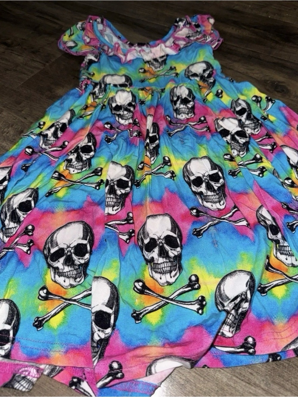 B&R Rainbow Skulls Tiedye Bamboo Twirl 3T💀🌈 - Picture 5 of 7